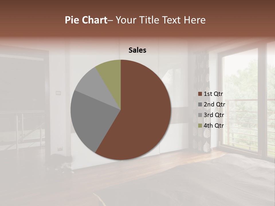 A Bedroom With A Bed And A Sliding Door PowerPoint Template