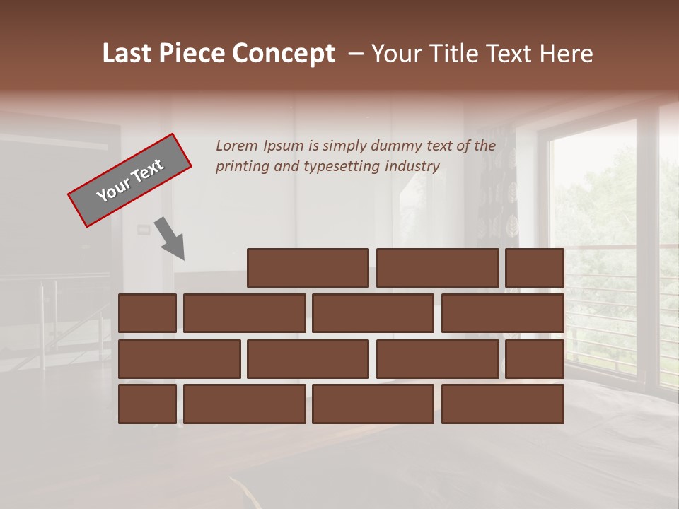 A Bedroom With A Bed And A Sliding Door PowerPoint Template