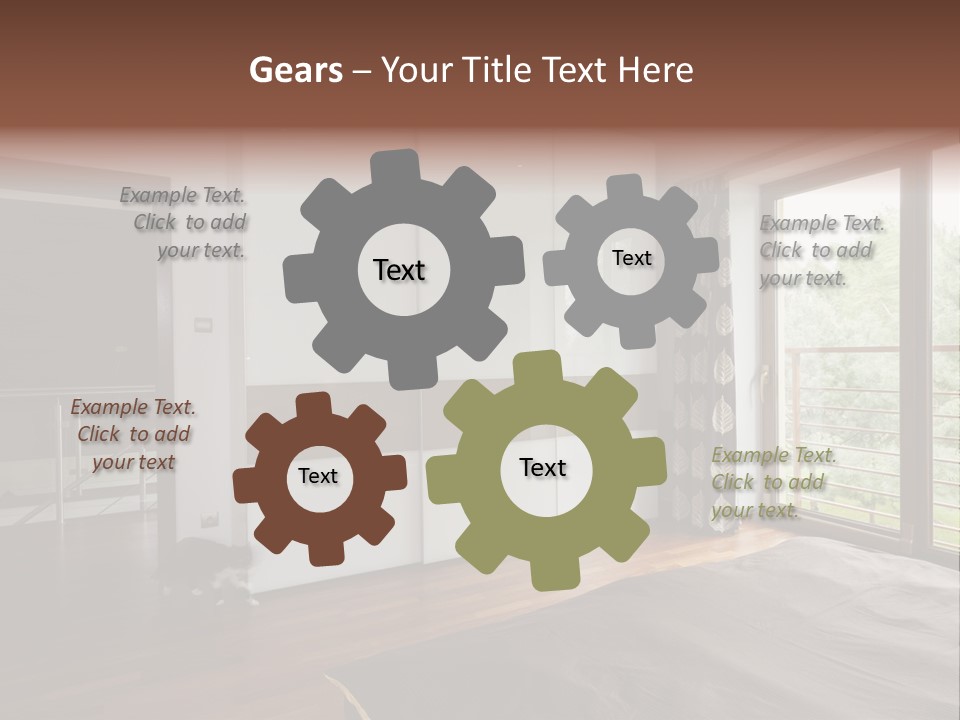 A Bedroom With A Bed And A Sliding Door PowerPoint Template