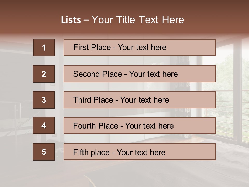 A Bedroom With A Bed And A Sliding Door PowerPoint Template