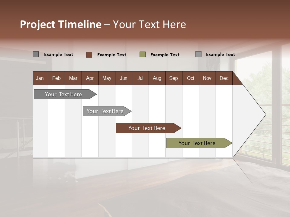A Bedroom With A Bed And A Sliding Door PowerPoint Template