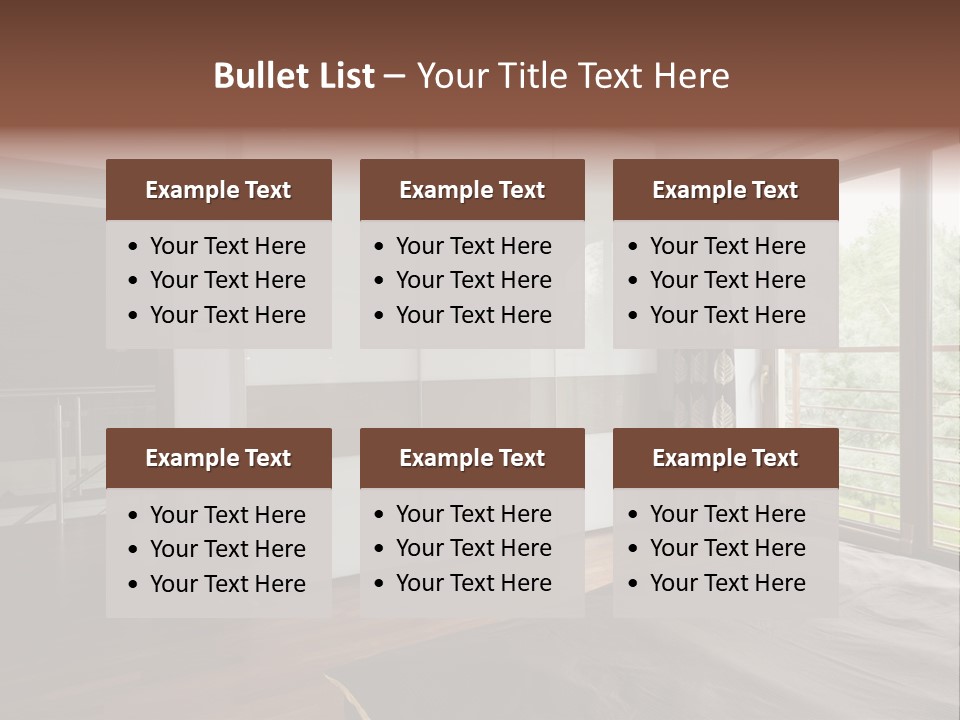 A Bedroom With A Bed And A Sliding Door PowerPoint Template