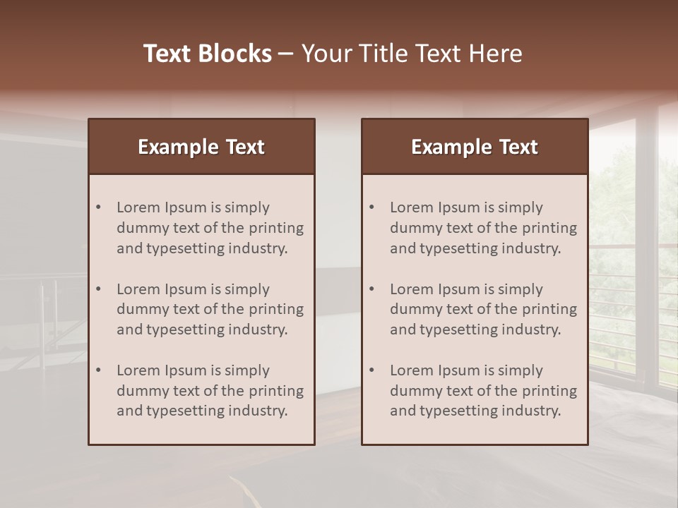 A Bedroom With A Bed And A Sliding Door PowerPoint Template