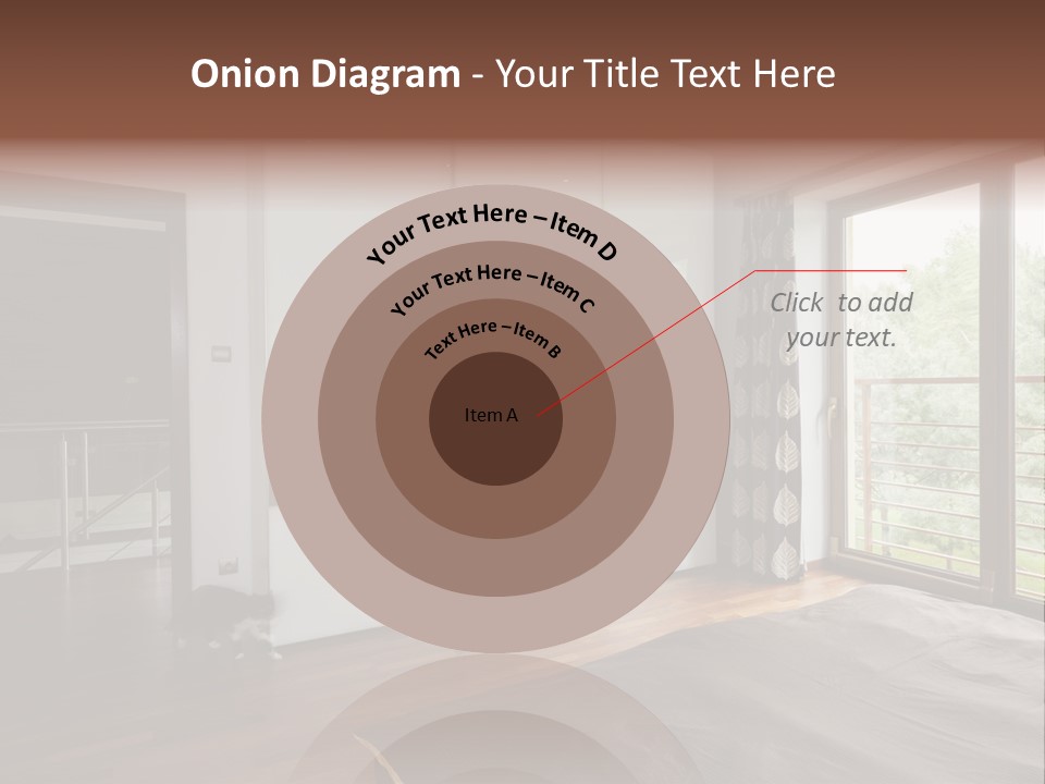 A Bedroom With A Bed And A Sliding Door PowerPoint Template