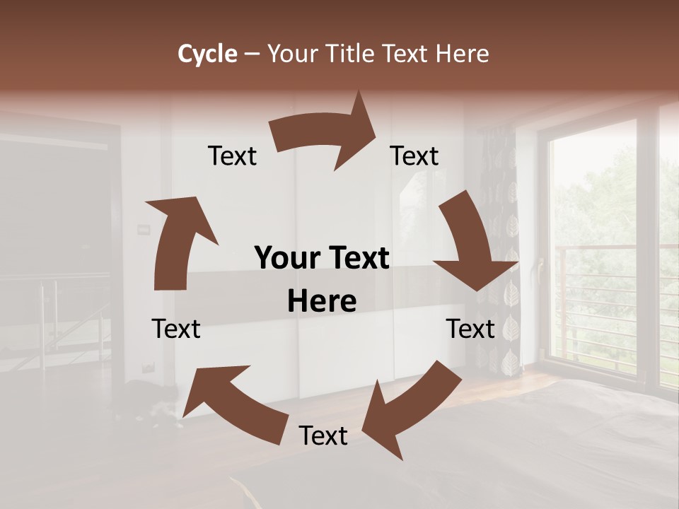 A Bedroom With A Bed And A Sliding Door PowerPoint Template