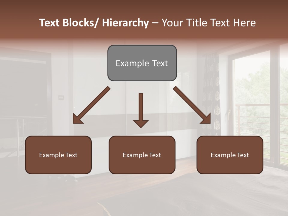A Bedroom With A Bed And A Sliding Door PowerPoint Template