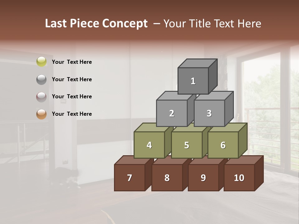 A Bedroom With A Bed And A Sliding Door PowerPoint Template