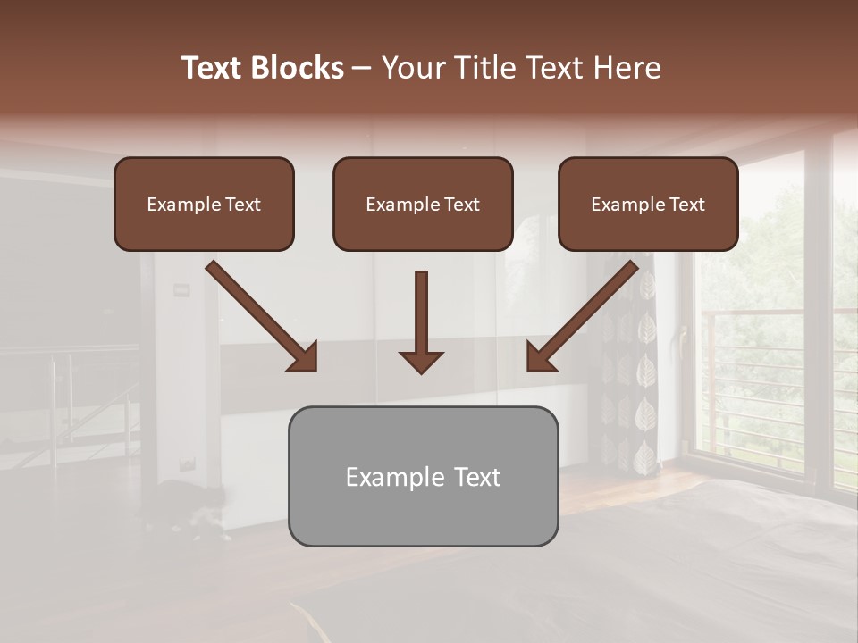 A Bedroom With A Bed And A Sliding Door PowerPoint Template