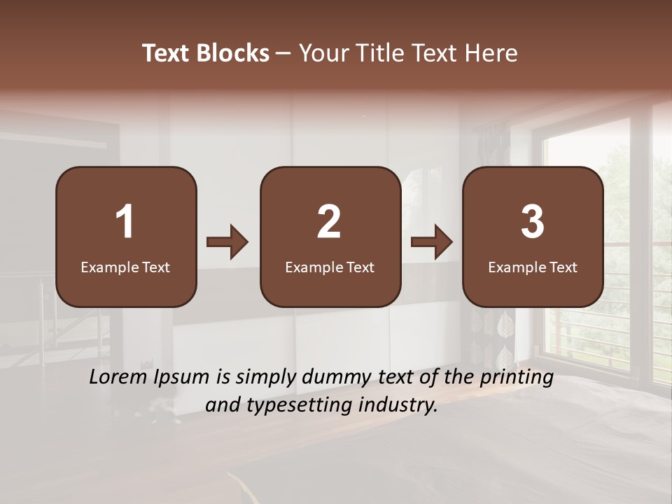 A Bedroom With A Bed And A Sliding Door PowerPoint Template