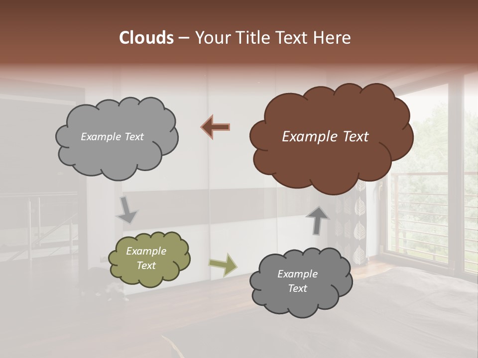 A Bedroom With A Bed And A Sliding Door PowerPoint Template