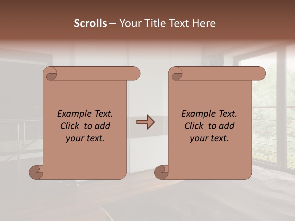 A Bedroom With A Bed And A Sliding Door PowerPoint Template