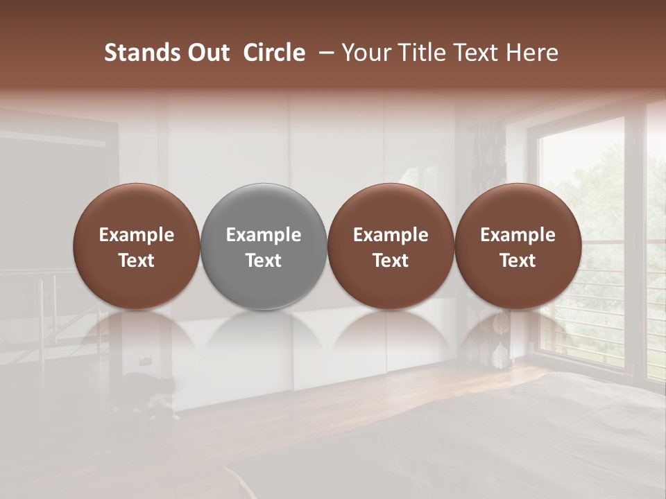 A Bedroom With A Bed And A Sliding Door PowerPoint Template