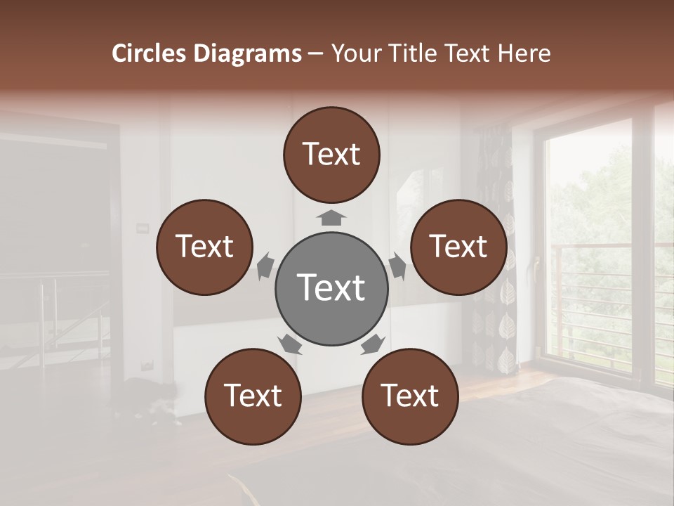 A Bedroom With A Bed And A Sliding Door PowerPoint Template