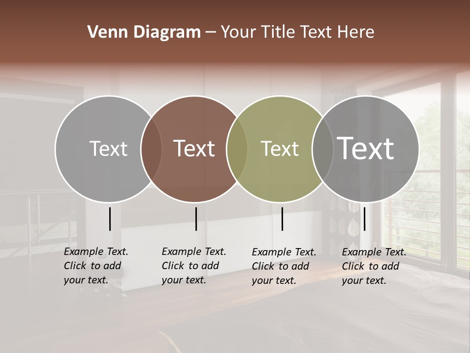 A Bedroom With A Bed And A Sliding Door PowerPoint Template