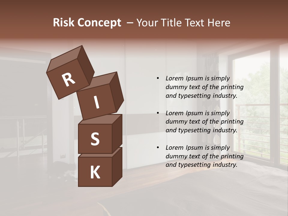 A Bedroom With A Bed And A Sliding Door PowerPoint Template