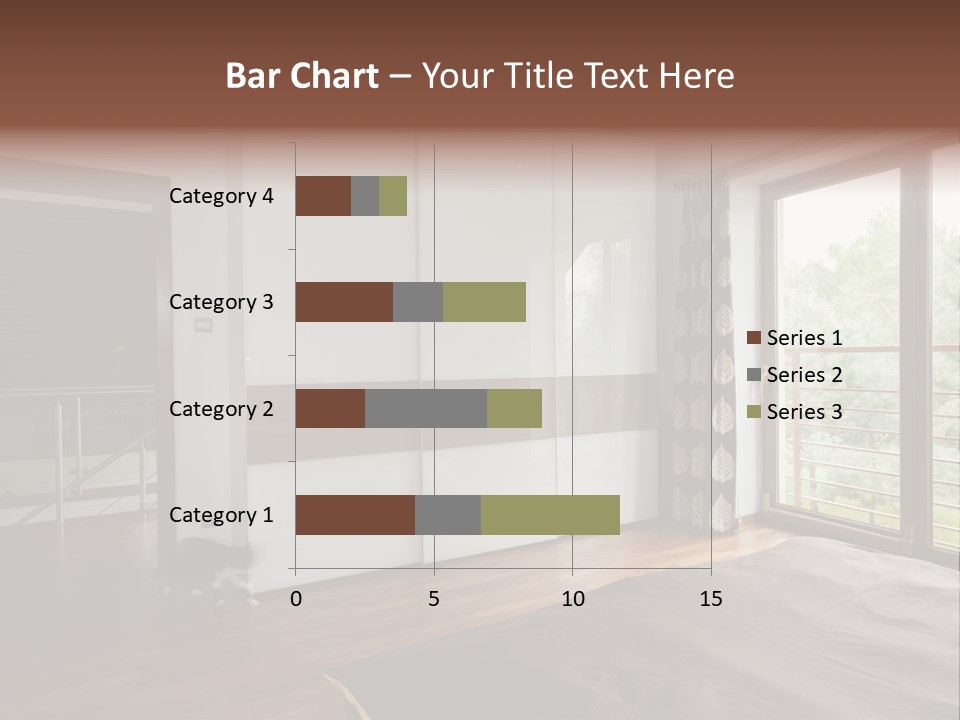 A Bedroom With A Bed And A Sliding Door PowerPoint Template