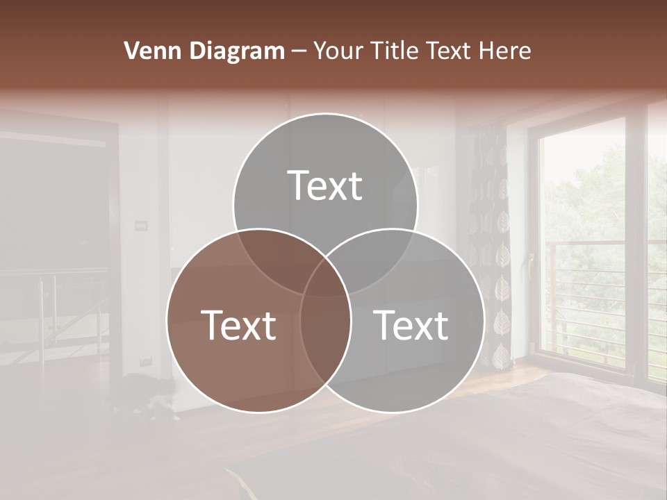 A Bedroom With A Bed And A Sliding Door PowerPoint Template