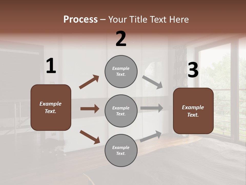 A Bedroom With A Bed And A Sliding Door PowerPoint Template