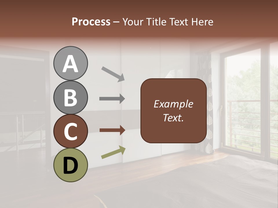 A Bedroom With A Bed And A Sliding Door PowerPoint Template