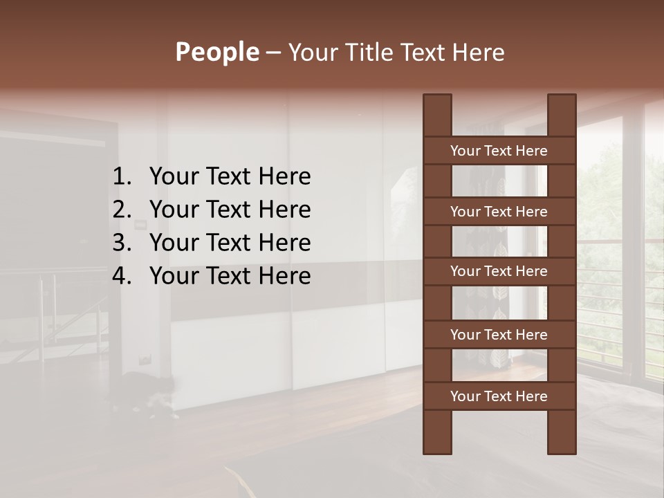 A Bedroom With A Bed And A Sliding Door PowerPoint Template