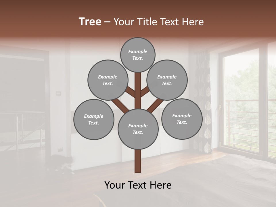A Bedroom With A Bed And A Sliding Door PowerPoint Template