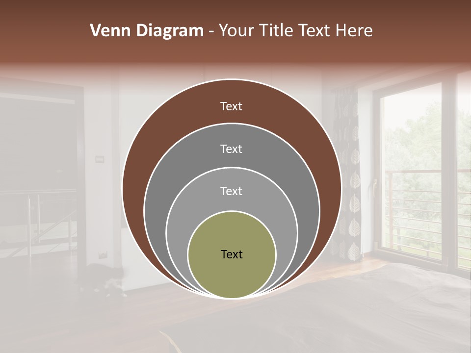 A Bedroom With A Bed And A Sliding Door PowerPoint Template