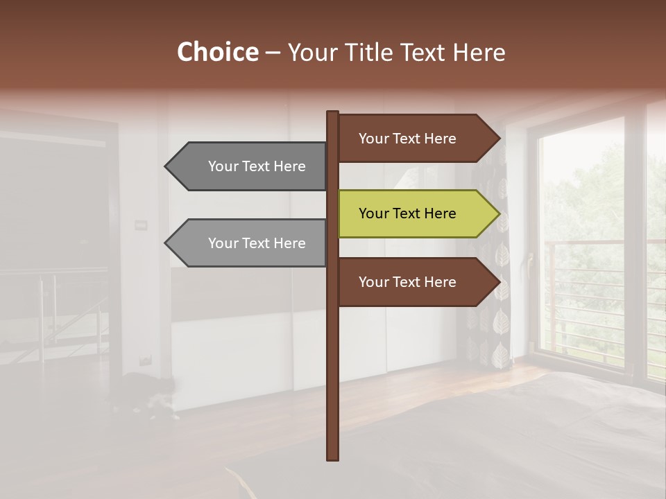 A Bedroom With A Bed And A Sliding Door PowerPoint Template