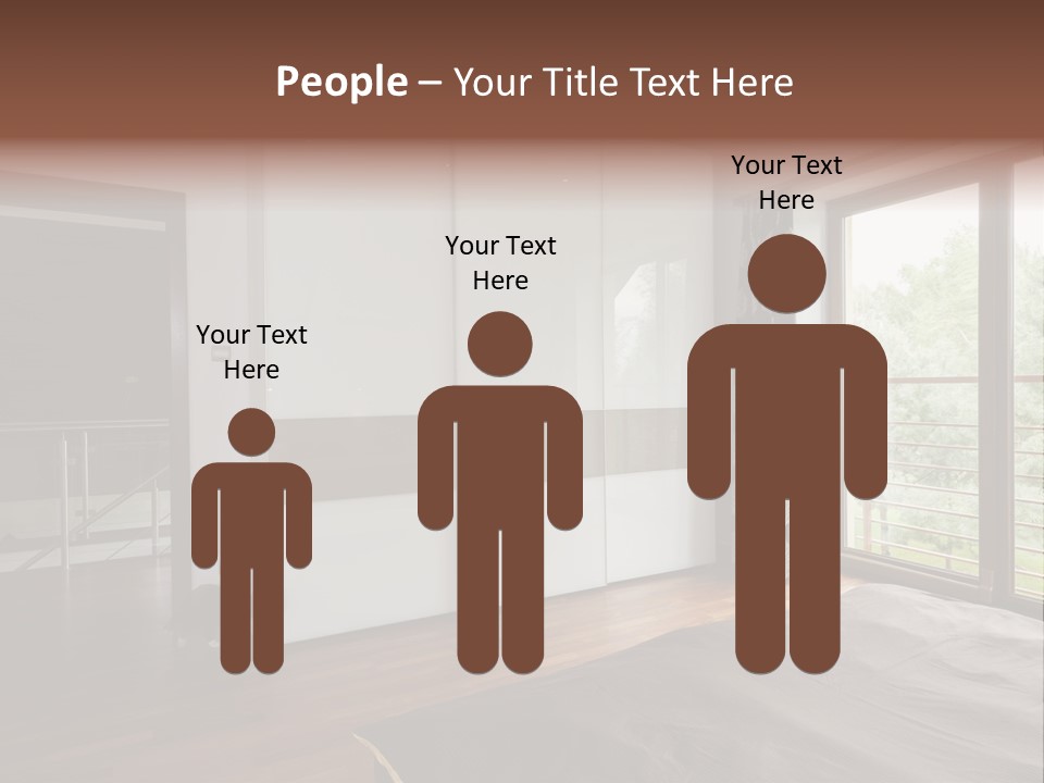 A Bedroom With A Bed And A Sliding Door PowerPoint Template