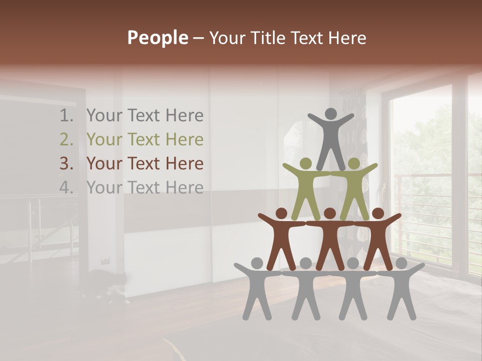 A Bedroom With A Bed And A Sliding Door PowerPoint Template