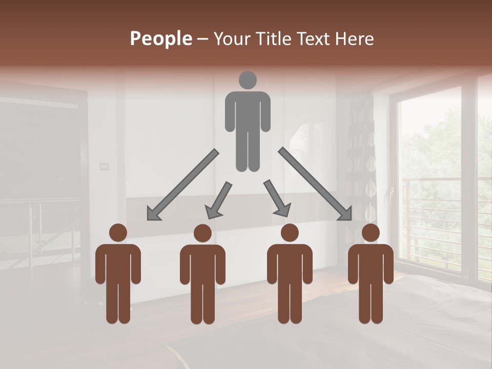 A Bedroom With A Bed And A Sliding Door PowerPoint Template