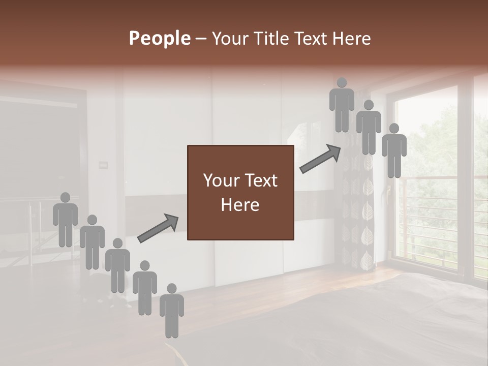 A Bedroom With A Bed And A Sliding Door PowerPoint Template