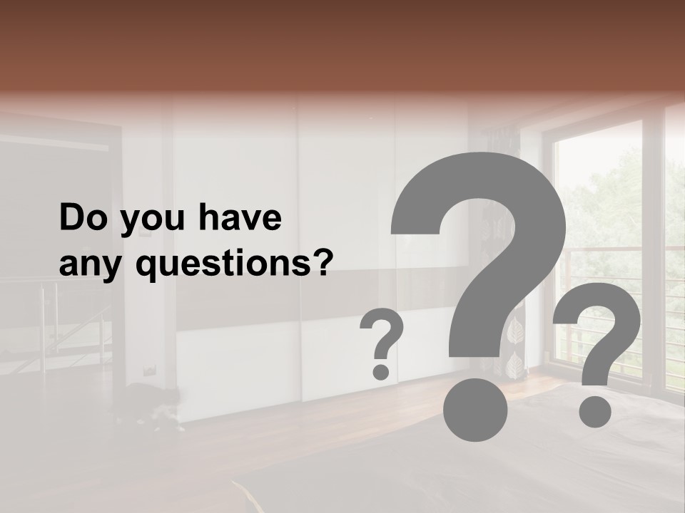 A Bedroom With A Bed And A Sliding Door PowerPoint Template