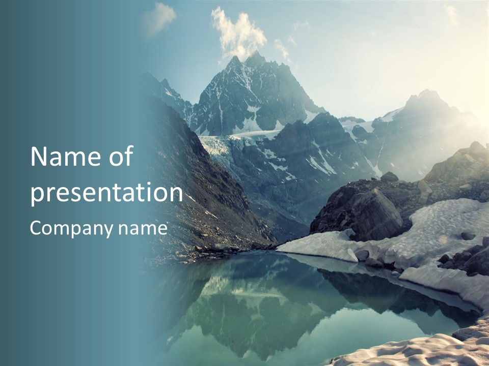 A Mountain Range With A Lake In The Foreground PowerPoint Template