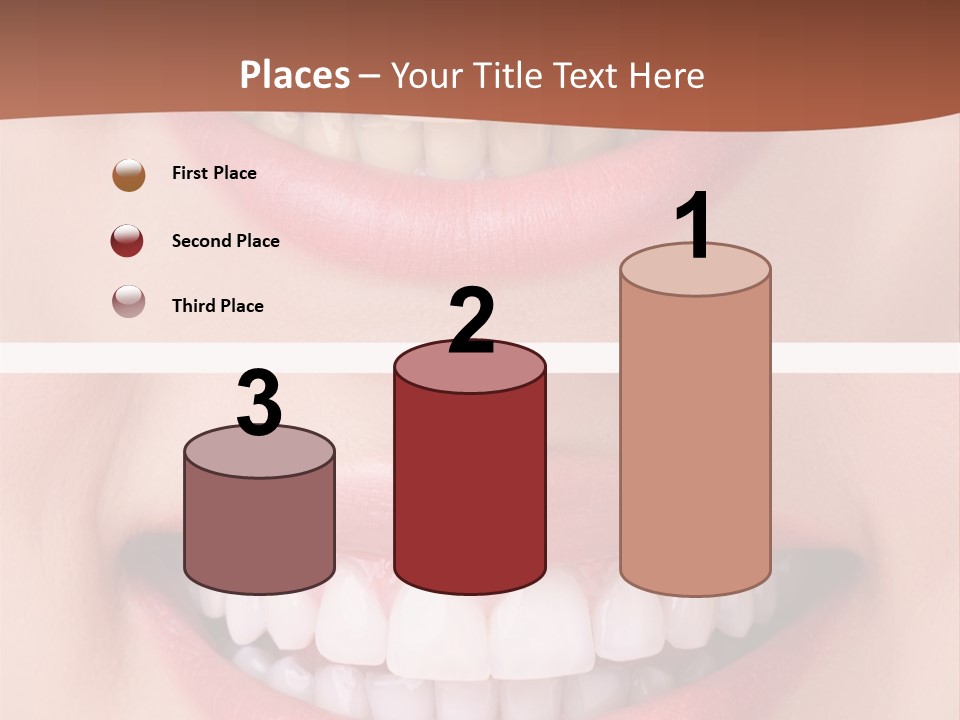 A Woman's Teeth With White Teeth And A Brown Background PowerPoint Template