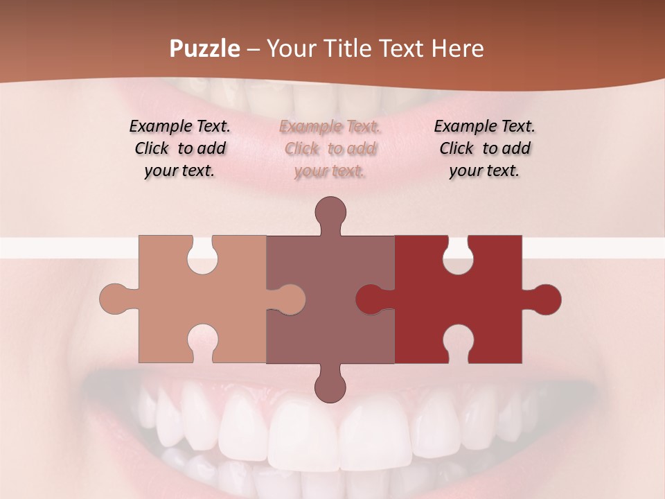 A Woman's Teeth With White Teeth And A Brown Background PowerPoint Template