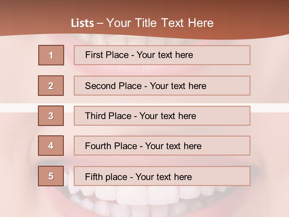 A Woman's Teeth With White Teeth And A Brown Background PowerPoint Template