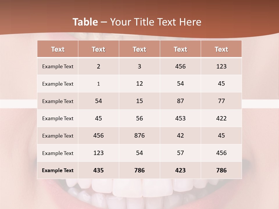 A Woman's Teeth With White Teeth And A Brown Background PowerPoint Template