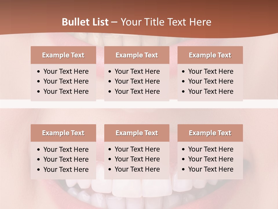 A Woman's Teeth With White Teeth And A Brown Background PowerPoint Template