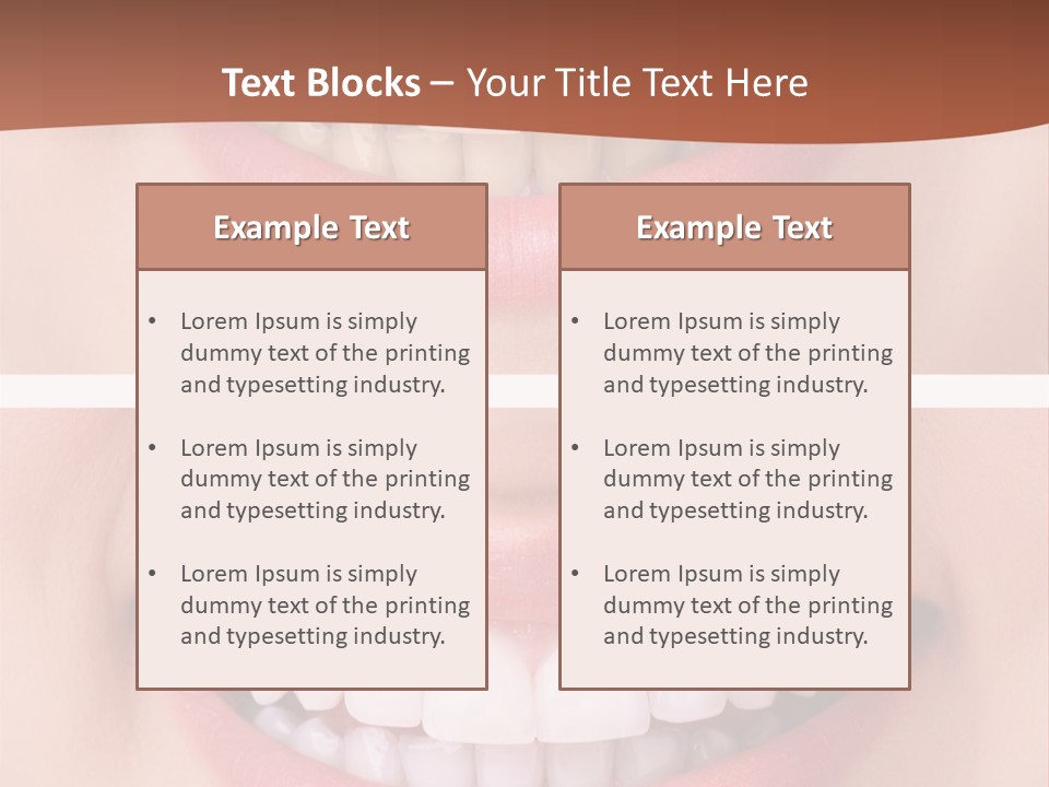A Woman's Teeth With White Teeth And A Brown Background PowerPoint Template