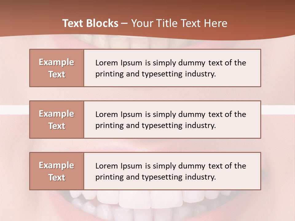 A Woman's Teeth With White Teeth And A Brown Background PowerPoint Template