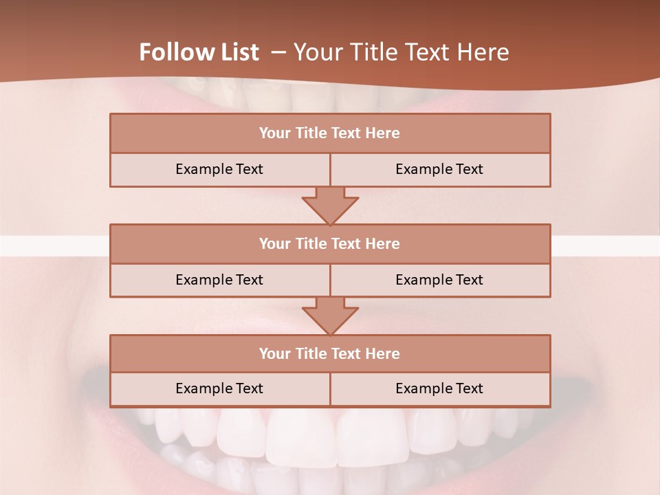 A Woman's Teeth With White Teeth And A Brown Background PowerPoint Template