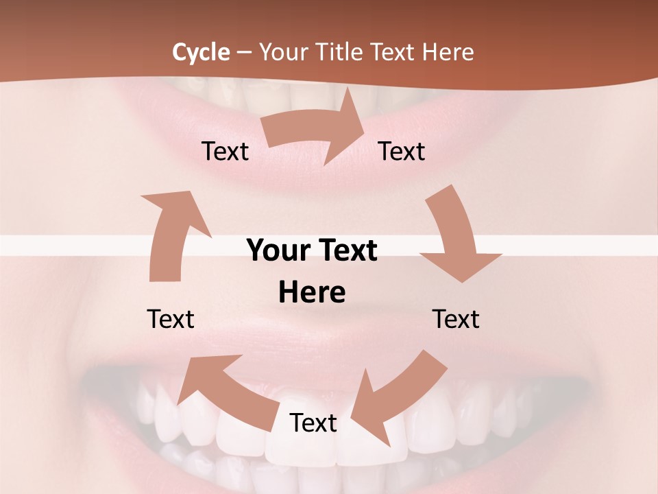 A Woman's Teeth With White Teeth And A Brown Background PowerPoint Template