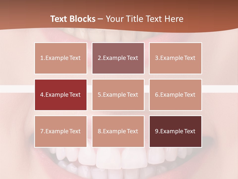 A Woman's Teeth With White Teeth And A Brown Background PowerPoint Template
