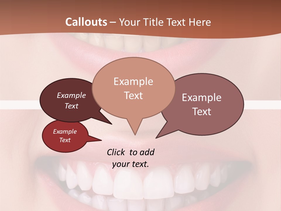 A Woman's Teeth With White Teeth And A Brown Background PowerPoint Template
