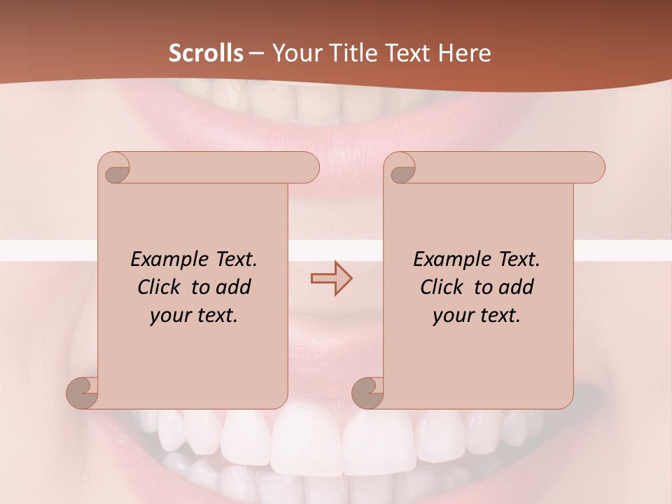 A Woman's Teeth With White Teeth And A Brown Background PowerPoint Template