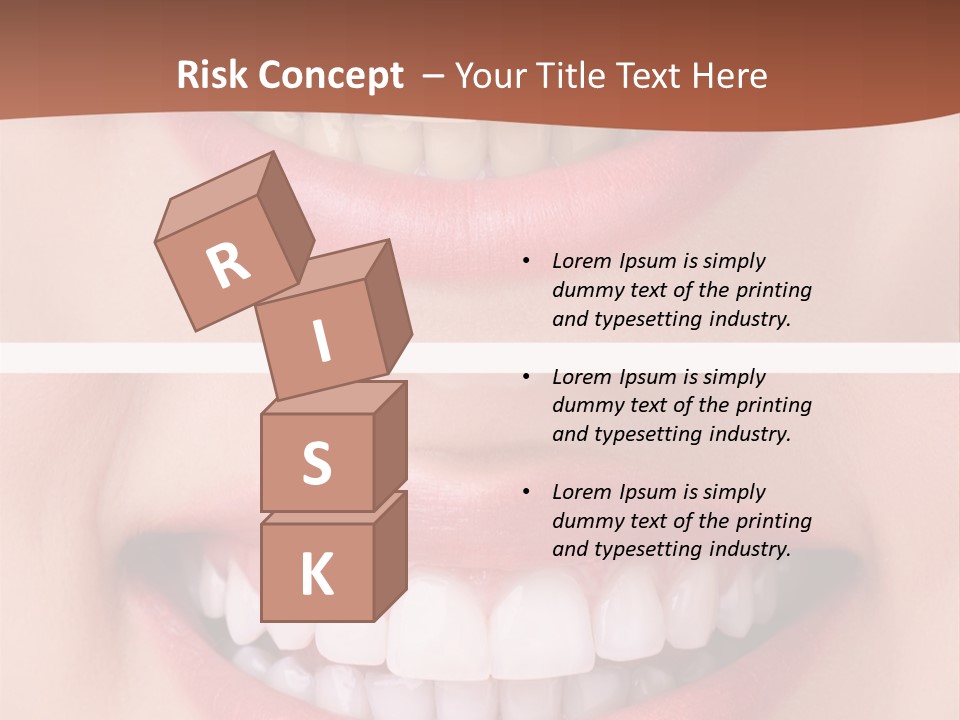 A Woman's Teeth With White Teeth And A Brown Background PowerPoint Template