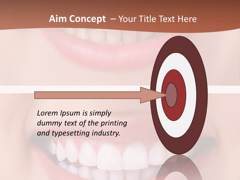 A Woman's Teeth With White Teeth And A Brown Background PowerPoint Template
