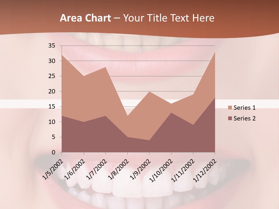 A Woman's Teeth With White Teeth And A Brown Background PowerPoint Template