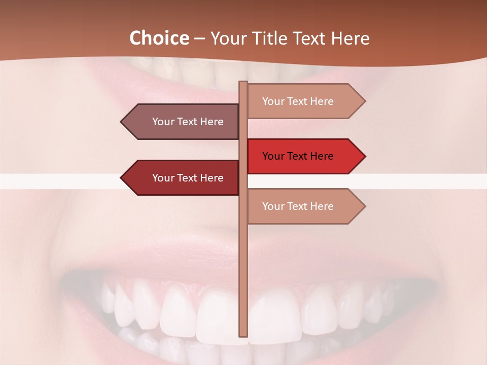 A Woman's Teeth With White Teeth And A Brown Background PowerPoint Template