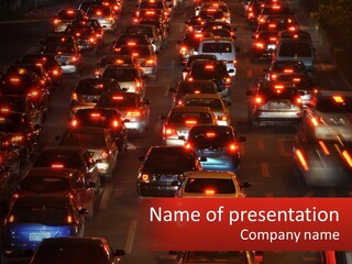 A Busy Highway Filled With Lots Of Traffic PowerPoint Template